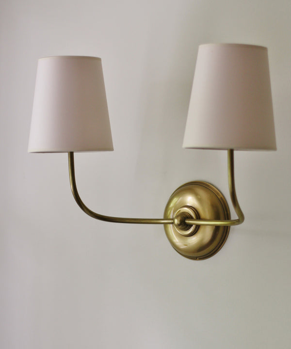 Vendome Double Wall Sconce, Antique Brass