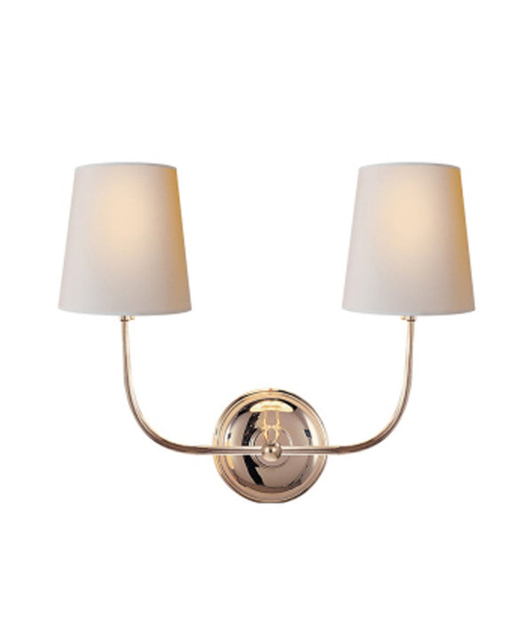 Vendome Double Wall Sconce, Polished Nickel