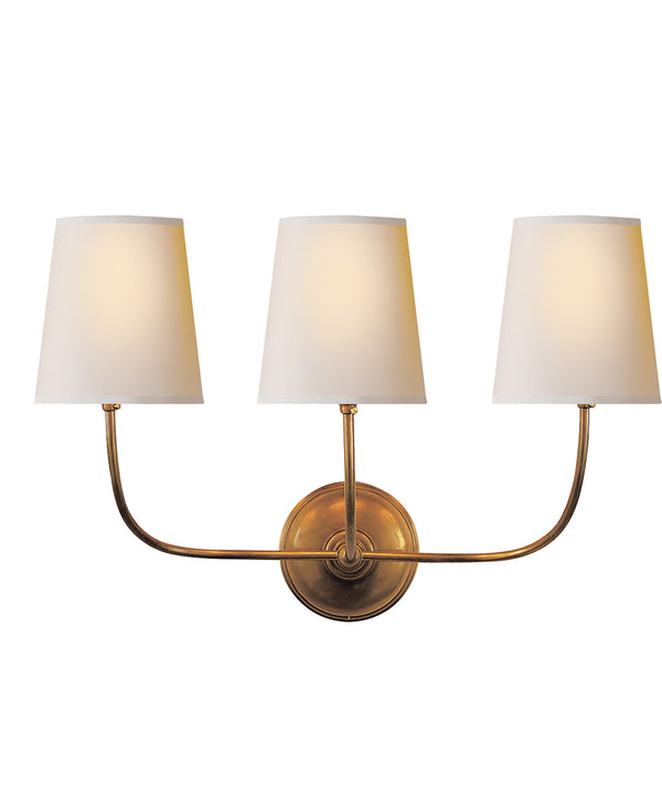 Vendome Triple Wall Sconce, Antique Brass