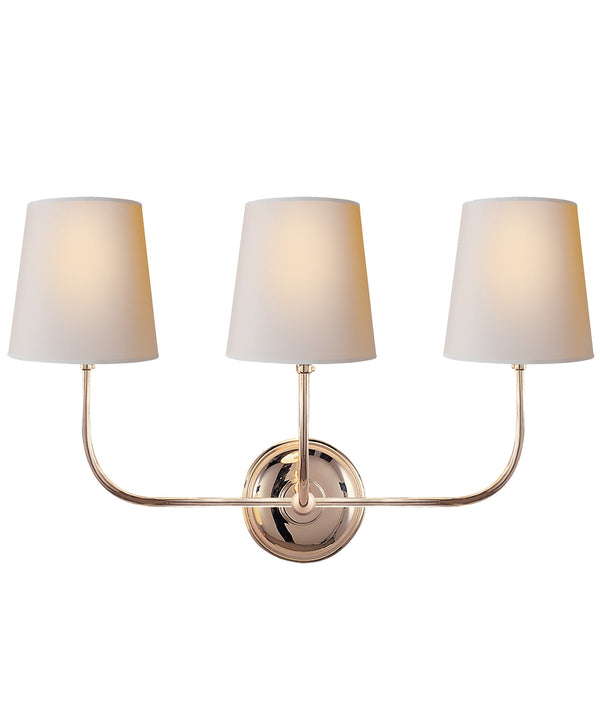 Vendome Triple Wall Sconce, Polished Nickel