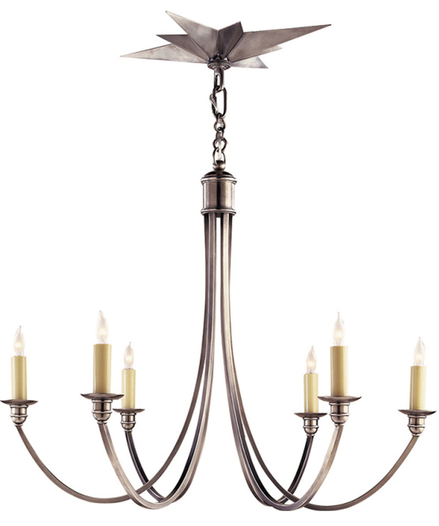 Venetian 6-Light Chandelier with Star Canopy, Antique Silver