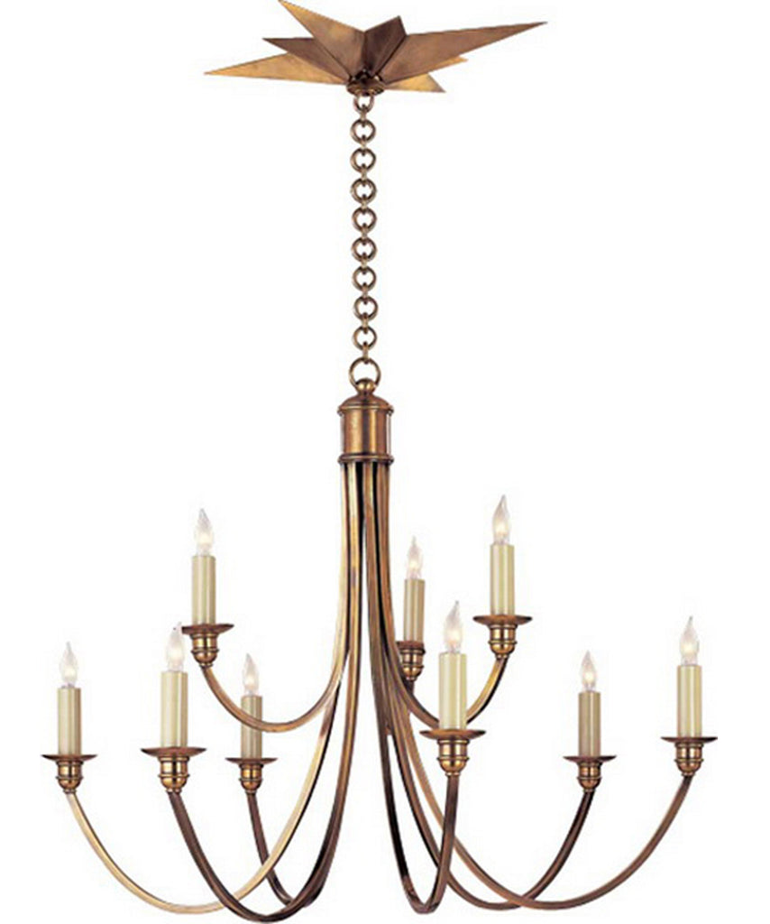 Venetian Two-Tier Chandelier with Star Canopy, Antique Brass