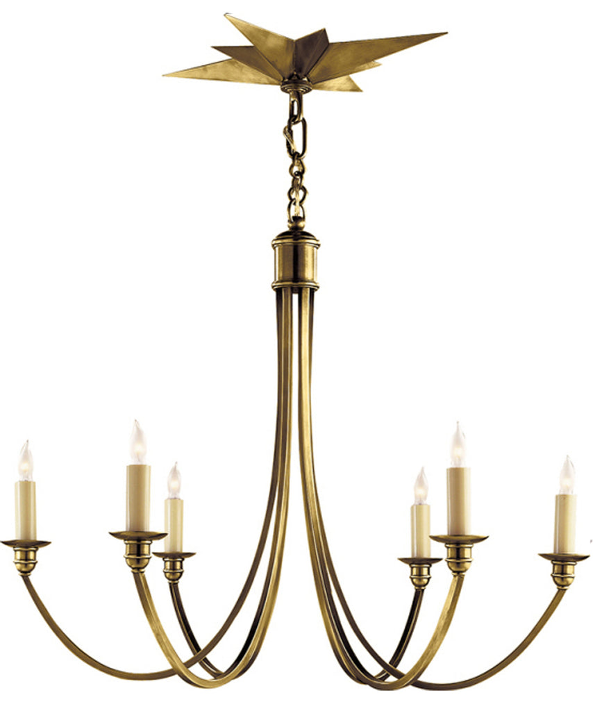 Venetian 6-Light Chandelier with Star Canopy, Antique Brass – High