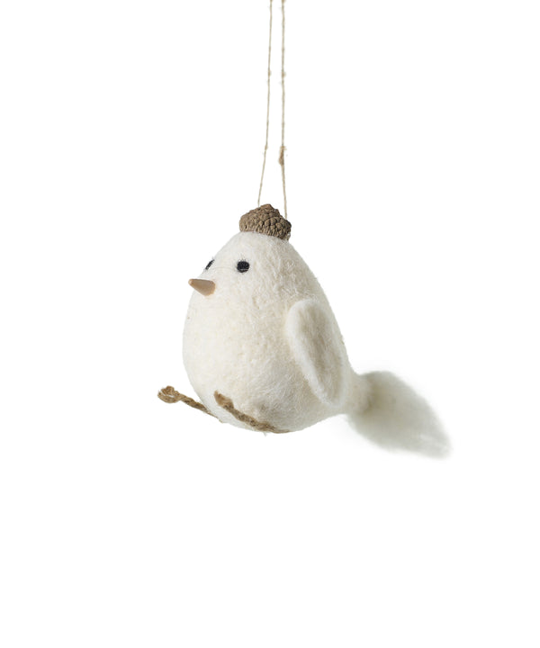 Woodland Felt White Tail Bird Ornament