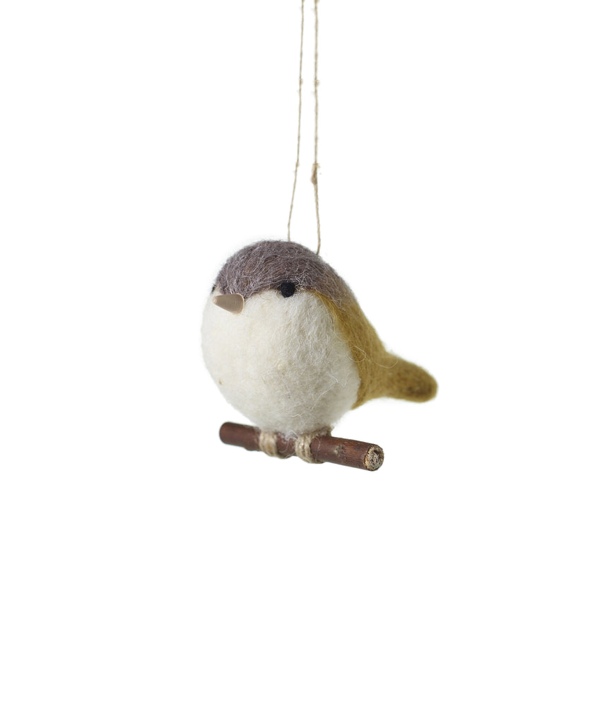 Woodland Felt Yellow Tail Bird Ornament