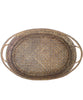 Oval Woven Rattan Tray, Antique Brown