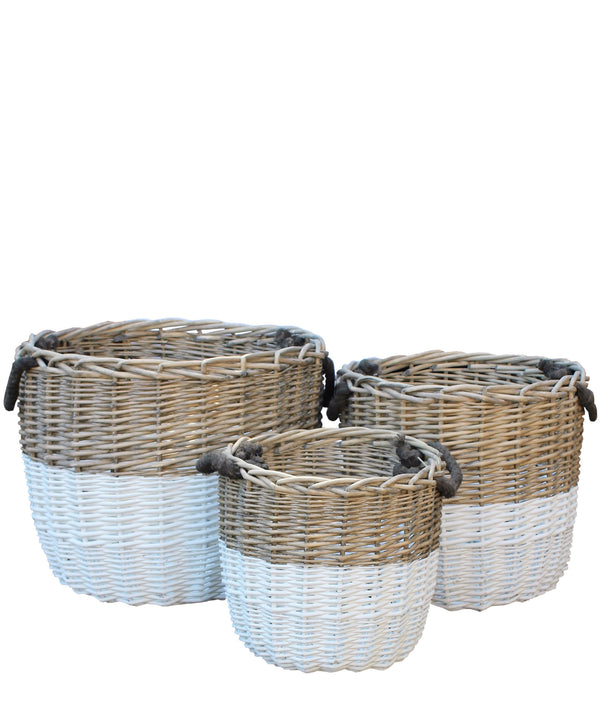 Dipped Woven Basket with Rope Handles