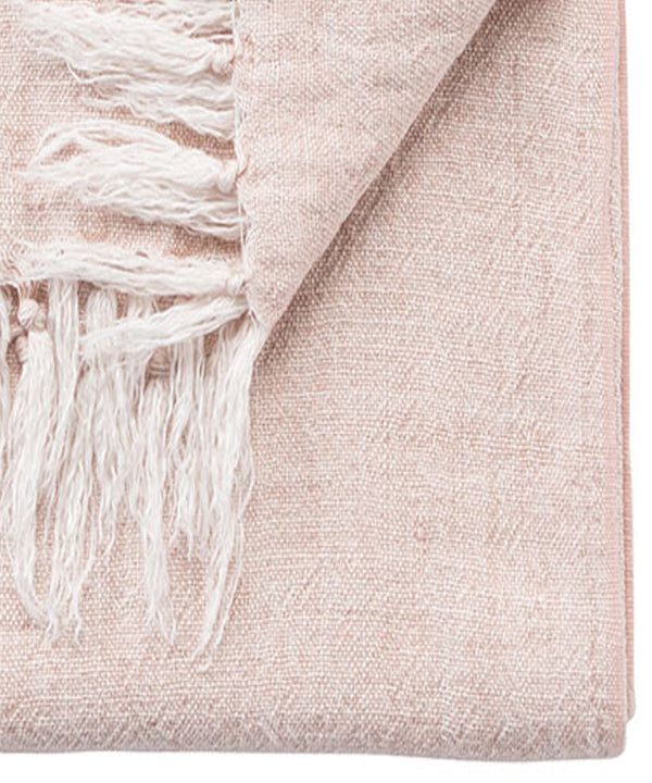 Linen Weave Throw Blanket, Blush