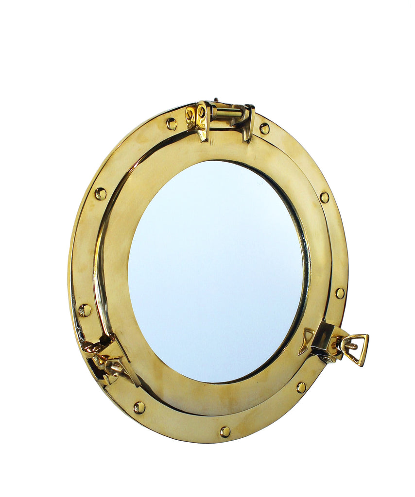 Porthole Mirror, Brass, 12"