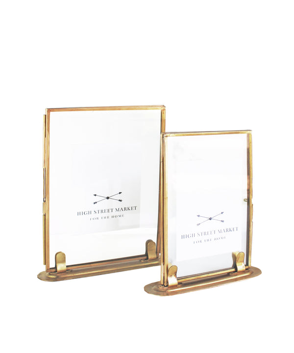 Double Sided Glass Picture Frame, Brass