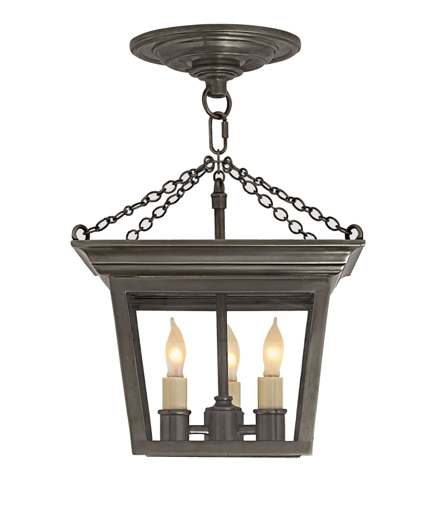 Cornice Semi-Flush Ceiling Lantern, Bronze