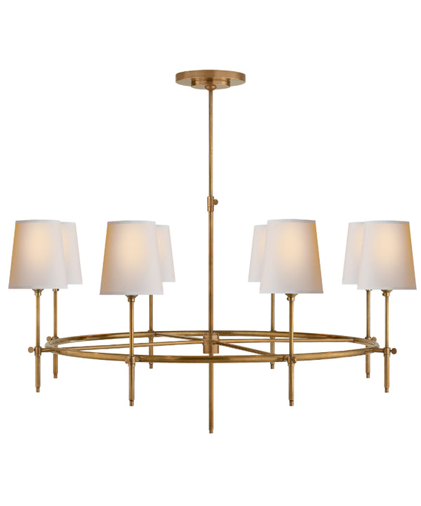 Large Bryant Ring Chandelier, Antique Brass