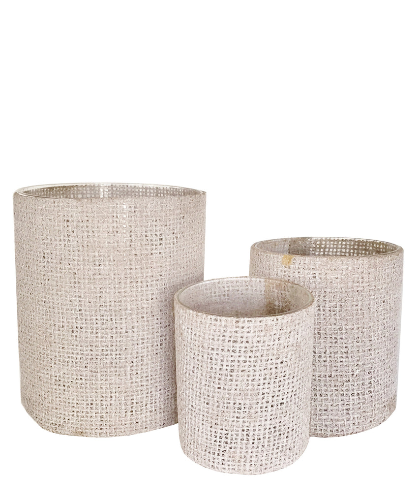 Burlap Wrapped Glass Vase, White Wash