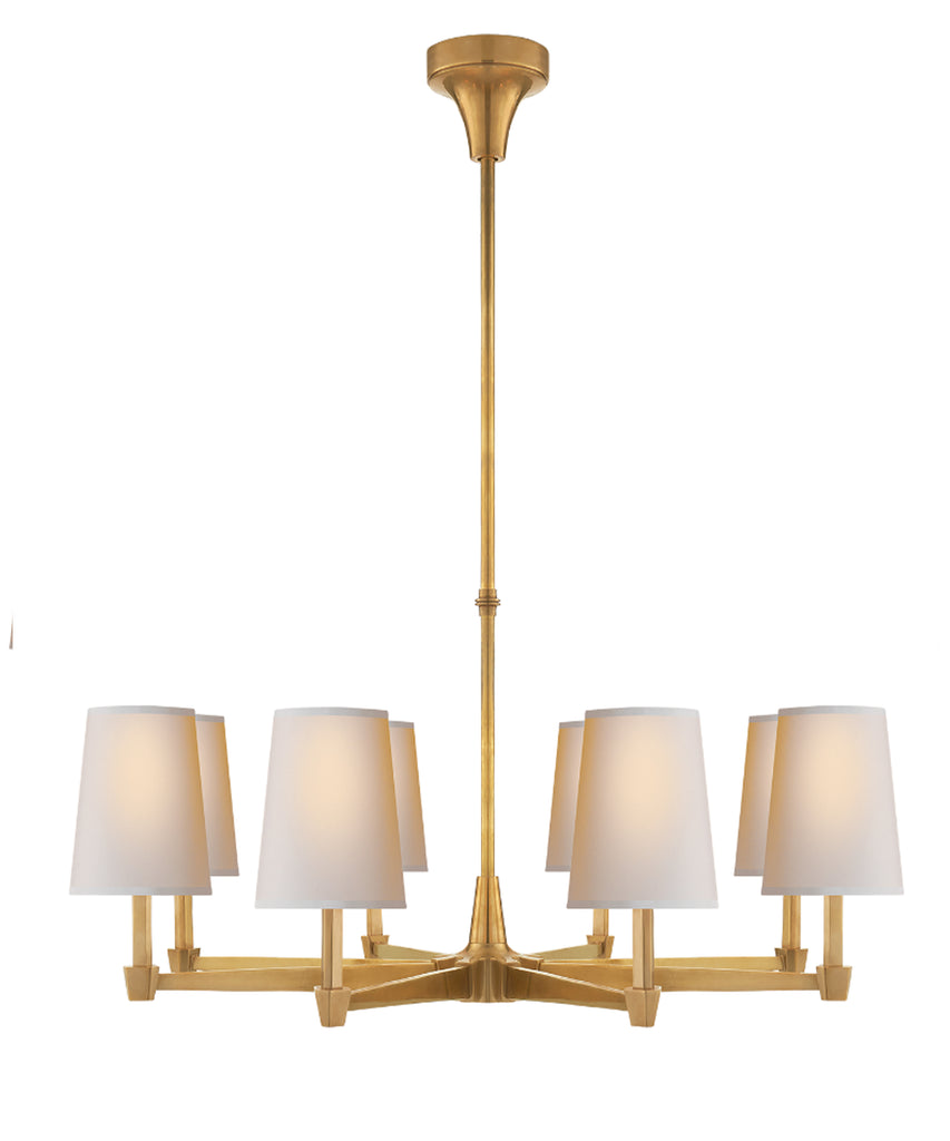 Caron Large Chandelier, Antique Brass