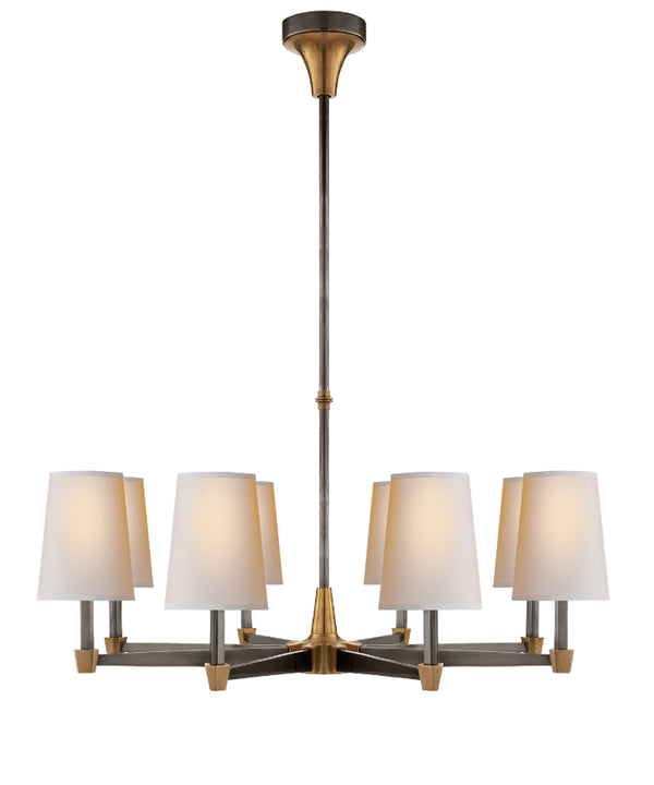 Caron Large Chandelier, Bronze with Hand-Rubbed Antique Brass