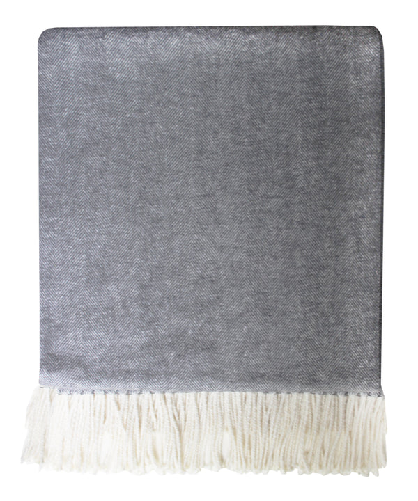 Italian Herringbone Throw Blanket, Charcoal