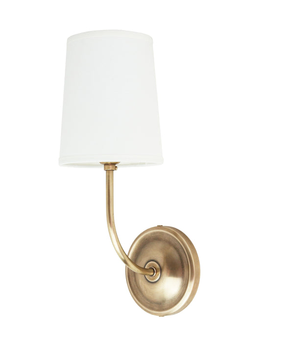 Spencer Wall Sconce with Linen Shade, Antique Brass