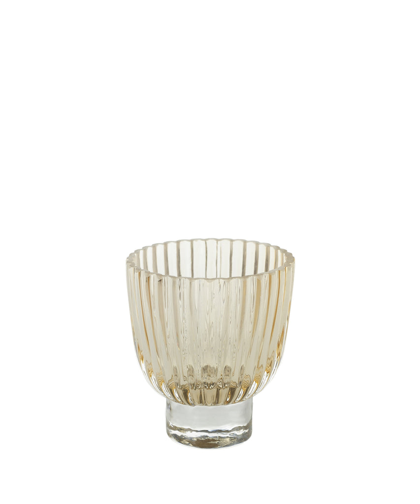 Delia Fluted Glass Votive, Champagne