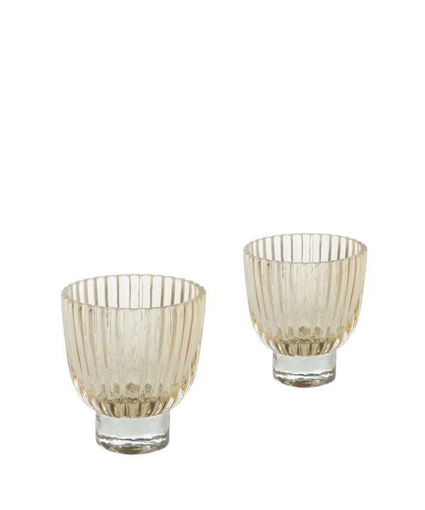 Delia Fluted Glass Votive, Champagne