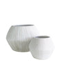Etched Faceted Pot, White