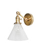 Jefferson Single Short Arm Wall Sconce with Tapered Clear Glass Shade, Antique Brass