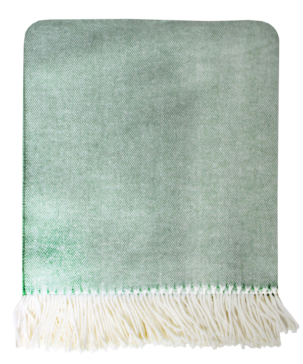 Italian Herringbone Throw Blanket, Green