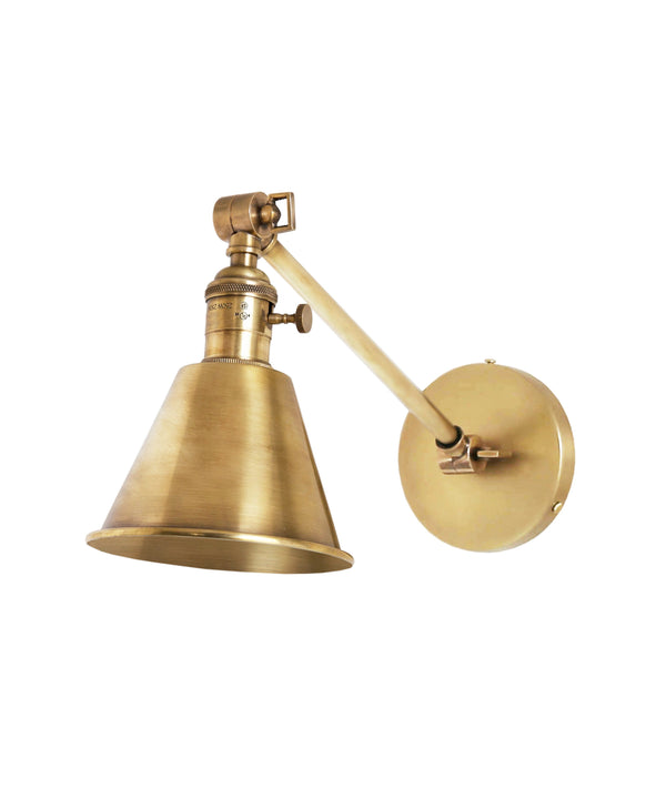 Jefferson Single Long Arm Wall Sconce, Antique Brass