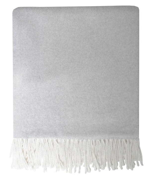 Italian Herringbone Throw Blanket, Light Gray