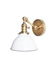 Jefferson Single Short Arm Wall Sconce with White Enamel Shade, Antique Brass