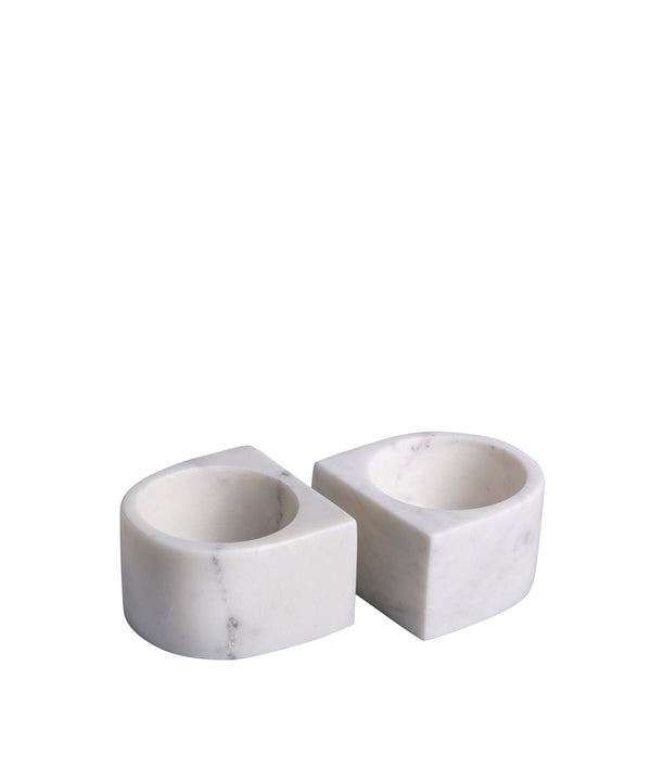 White Marble Salt & Pepper Pinch Pots, Set of 2