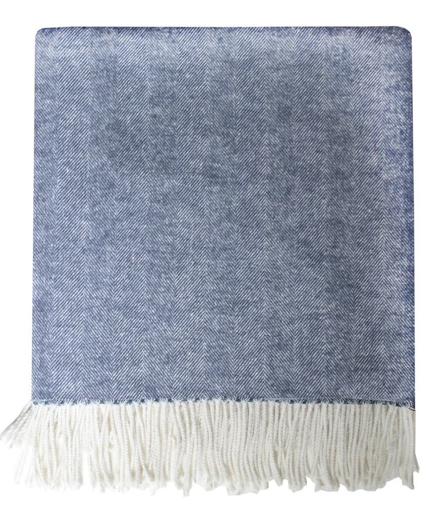 Italian Herringbone Throw Blanket, Navy