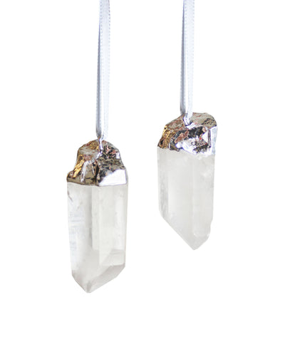 Silver Plated Quartz Point Ornament