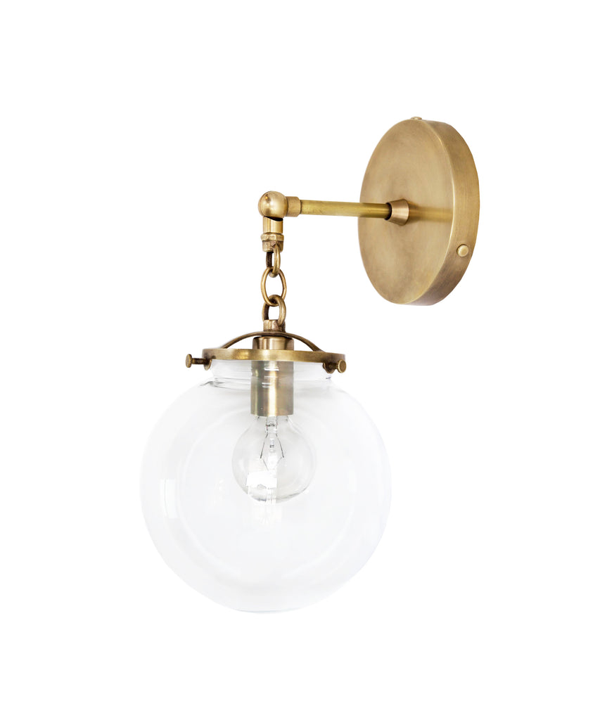 Betsy Wall Sconce, Brass and Clear Glass Globe