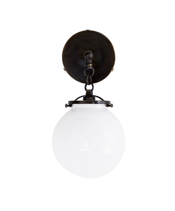 Betsy Wall Sconce, Bronze and White Glass Globe