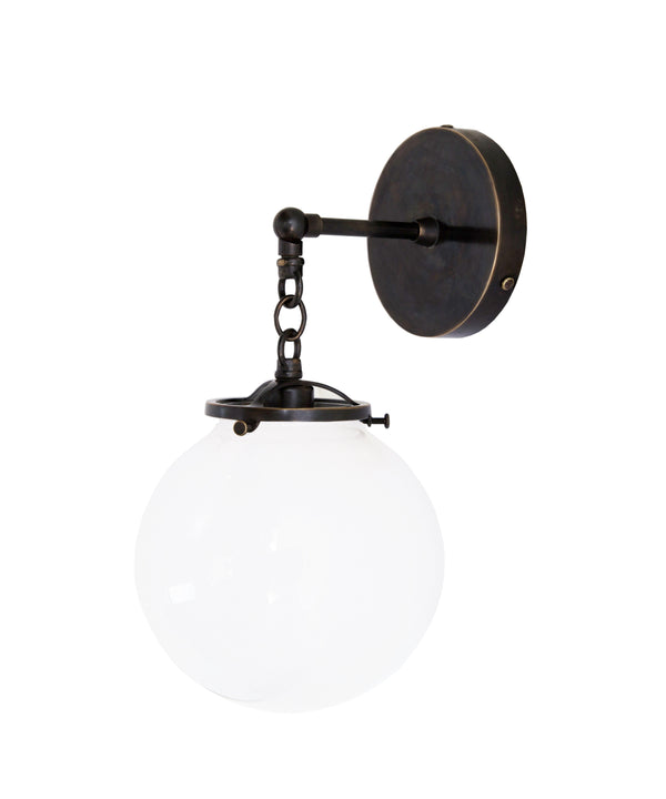 Betsy Wall Sconce, Bronze and White Glass Globe