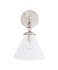 Betsy Wall Sconce, Polished Nickel and Clear Glass Tapered Shade