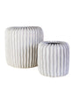 Ridge Ceramic Vase, White