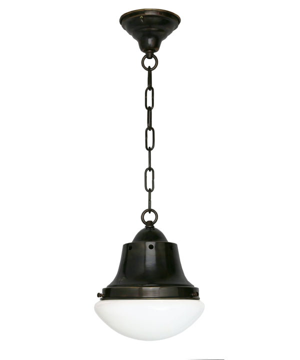 Bennett Pendant with Curved Milk Glass Shade, Oil-Rubbed Bronze