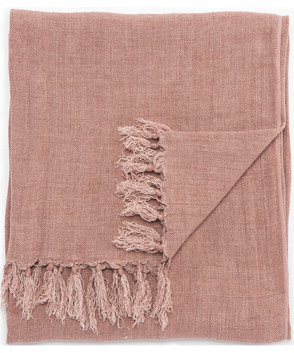 Linen Weave Throw Blanket, Rust