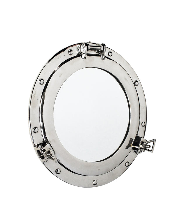 Porthole Mirror, Polished Nickel, 11"