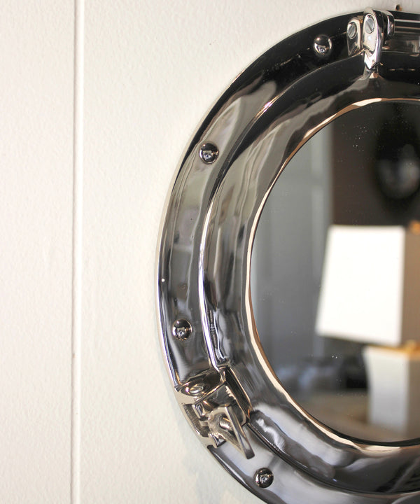 Porthole Mirror, Polished Nickel, 11"
