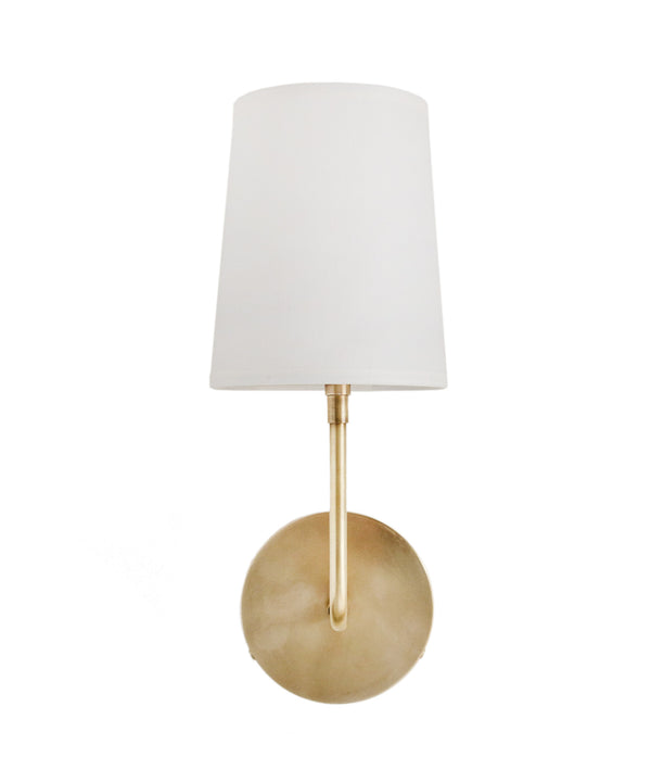 Fillmore Wall Sconce with Linen Shade, Antique Brass