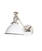 Jefferson Single Long Arm Wall Sconce with White Enamel Shade, Polished Nickel