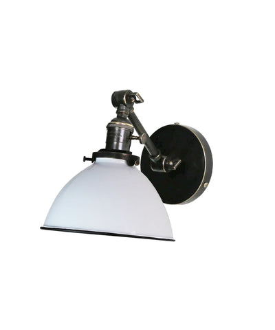 Jefferson Single Short Arm Wall Sconce with White Enamel Shade, Bronze