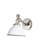 Jefferson Single Short Arm Wall Sconce with White Enamel Shade, Polished Nickel