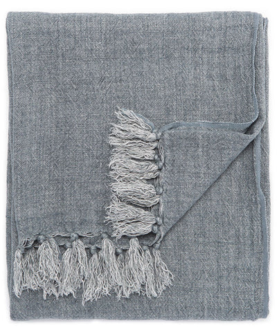 Linen Weave Throw Blanket, Slate Blue