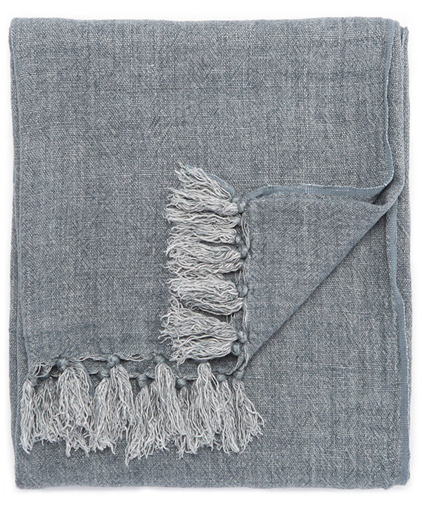 Linen Weave Throw Blanket, Slate Blue