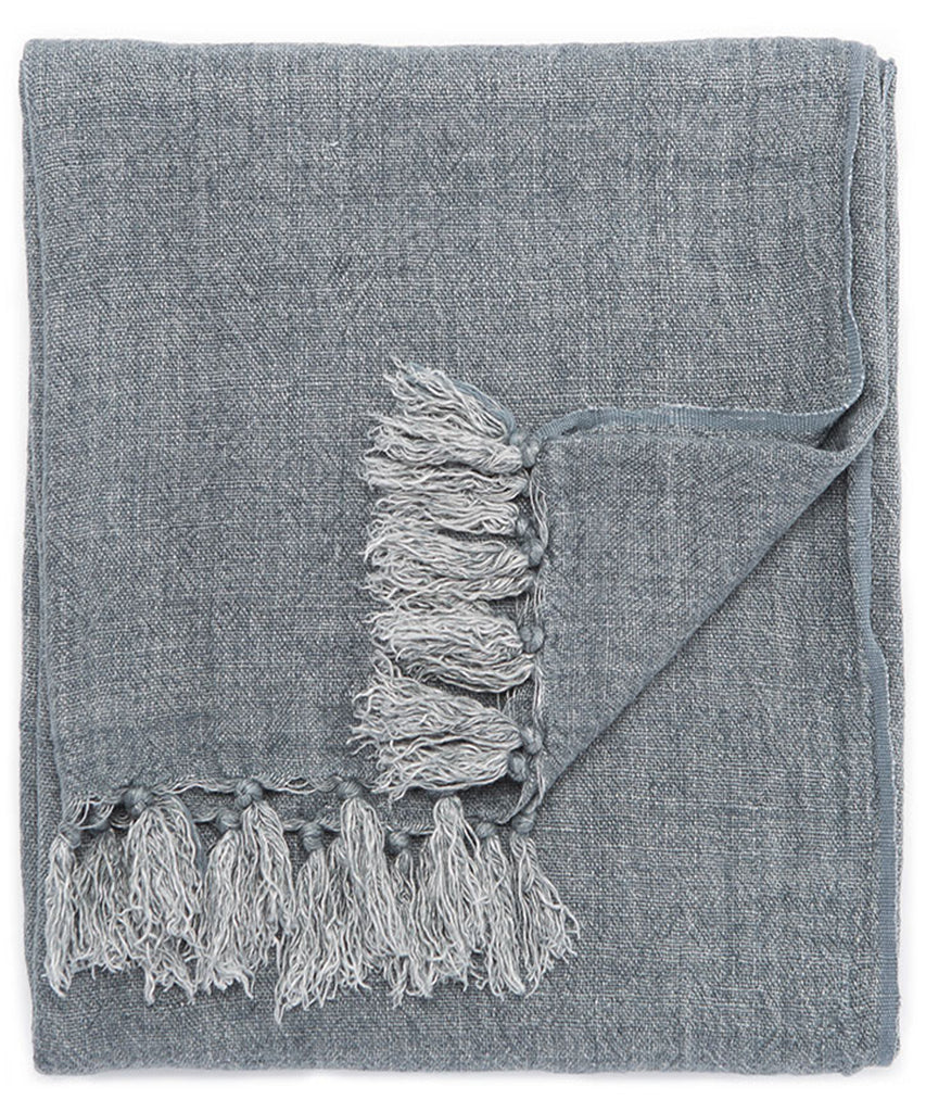 Linen Weave Throw Blanket, Slate Blue
