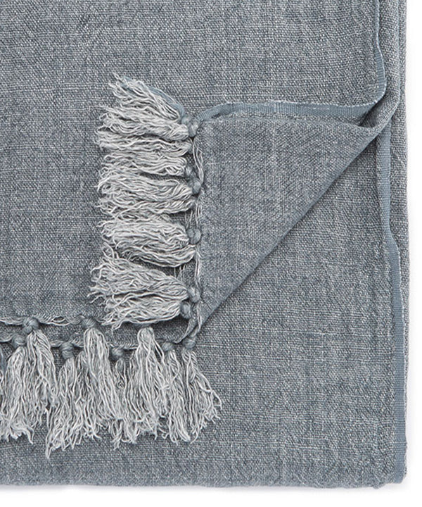 Linen Weave Throw Blanket, Slate Blue
