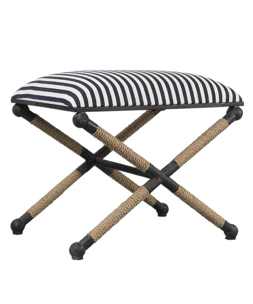 Navy Striped Ottoman